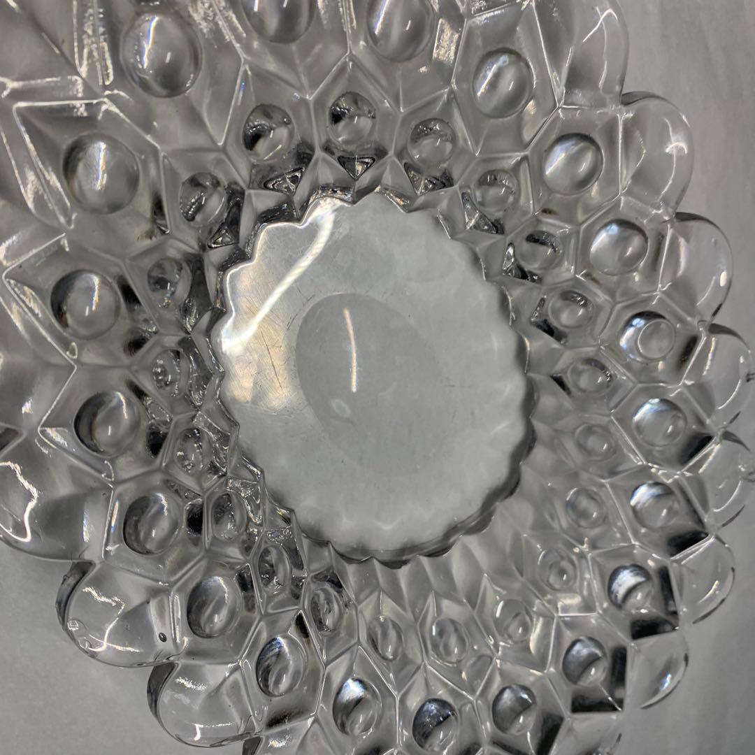 K666⭐︎共箱入 “えど硝子 菓子器 一調 ”鉛ガラス 楕円形プレート ビードロ