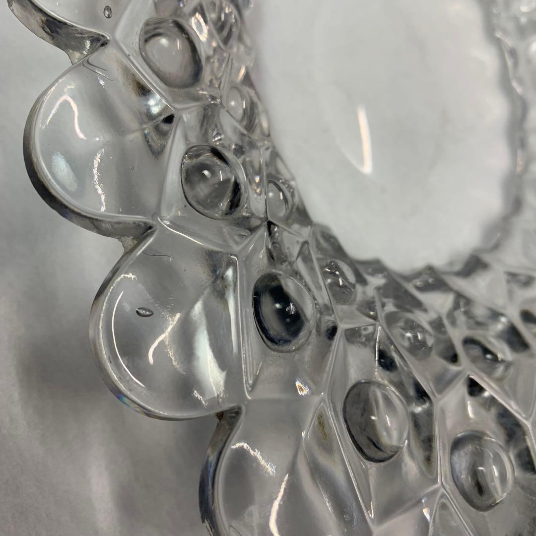 K666⭐︎共箱入 “えど硝子 菓子器 一調 ”鉛ガラス 楕円形プレート ビードロ