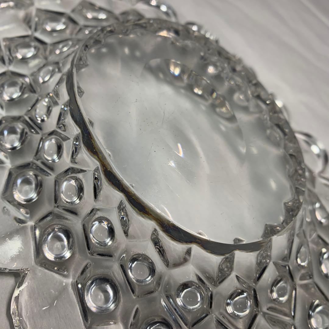 K666⭐︎共箱入 “えど硝子 菓子器 一調 ”鉛ガラス 楕円形プレート ビードロ