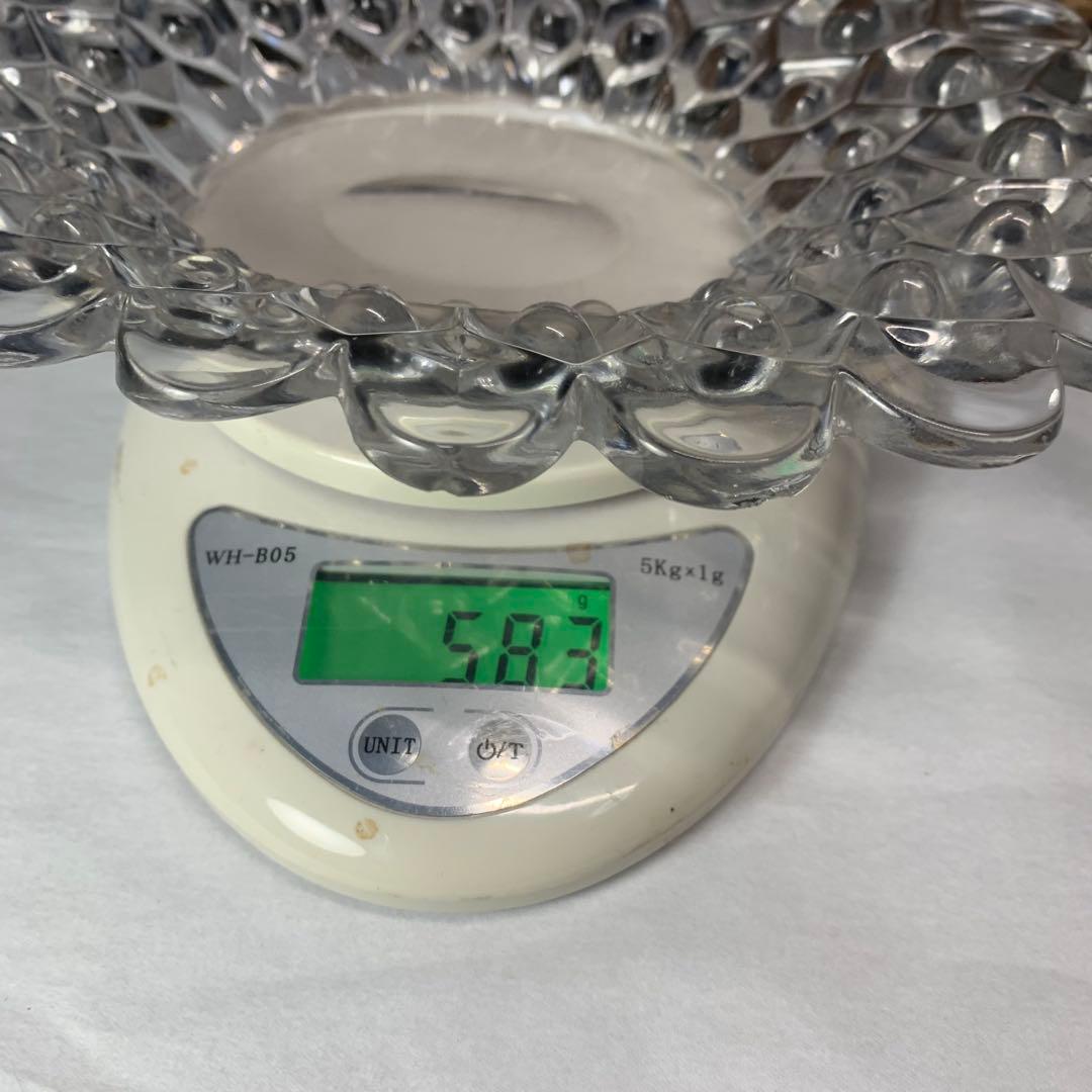 K666⭐︎共箱入 “えど硝子 菓子器 一調 ”鉛ガラス 楕円形プレート ビードロ