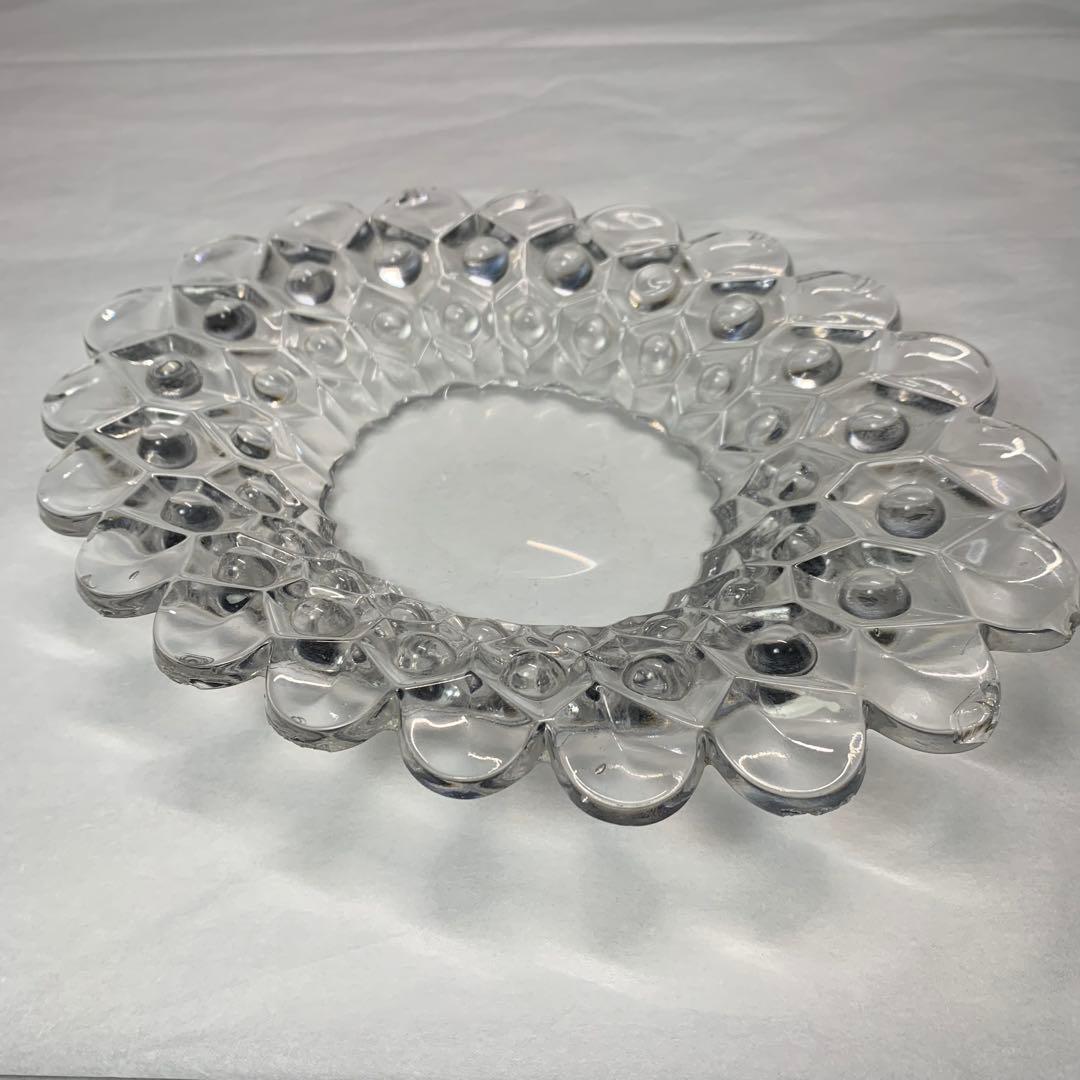 K666⭐︎共箱入 “えど硝子 菓子器 一調 ”鉛ガラス 楕円形プレート ビードロ