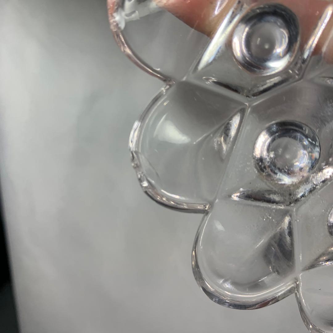 K666⭐︎共箱入 “えど硝子 菓子器 一調 ”鉛ガラス 楕円形プレート ビードロ