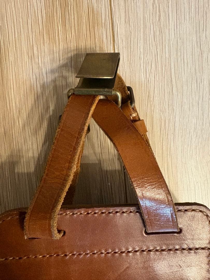 レザー 革製 図嚢 マップケース ウエストバッグ 星マーク ブラウン【レトロ】