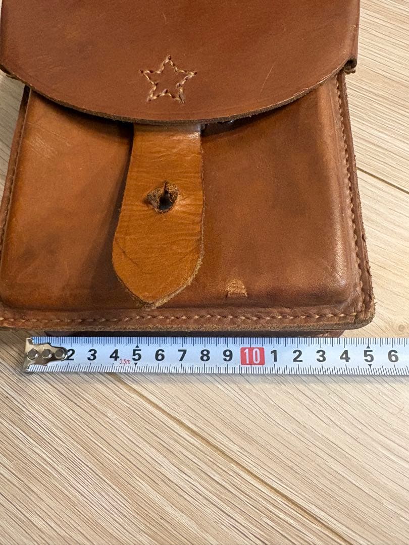 レザー 革製 図嚢 マップケース ウエストバッグ 星マーク ブラウン【レトロ】