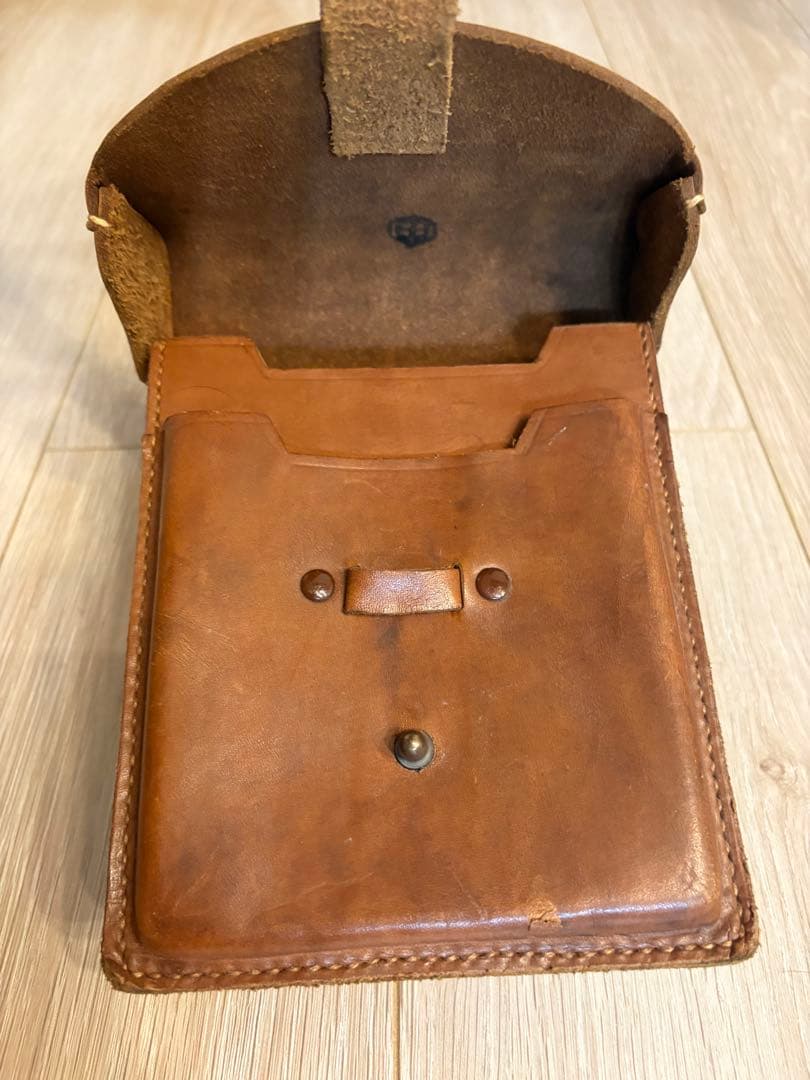 レザー 革製 図嚢 マップケース ウエストバッグ 星マーク ブラウン【レトロ】