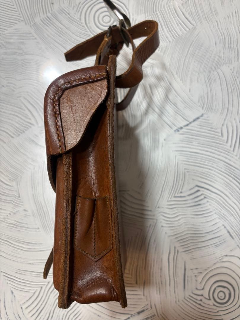 レザー 革製 図嚢 マップケース ウエストバッグ 星マーク ブラウン【レトロ】