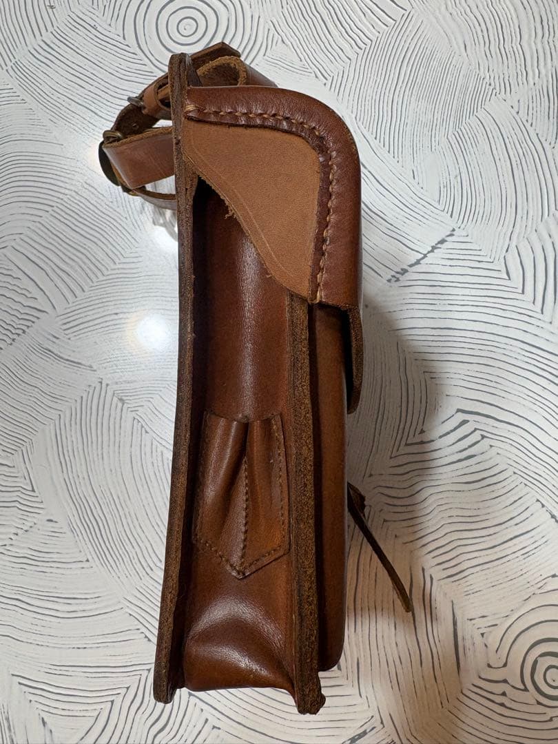 レザー 革製 図嚢 マップケース ウエストバッグ 星マーク ブラウン【レトロ】