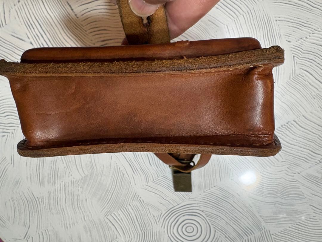 レザー 革製 図嚢 マップケース ウエストバッグ 星マーク ブラウン【レトロ】