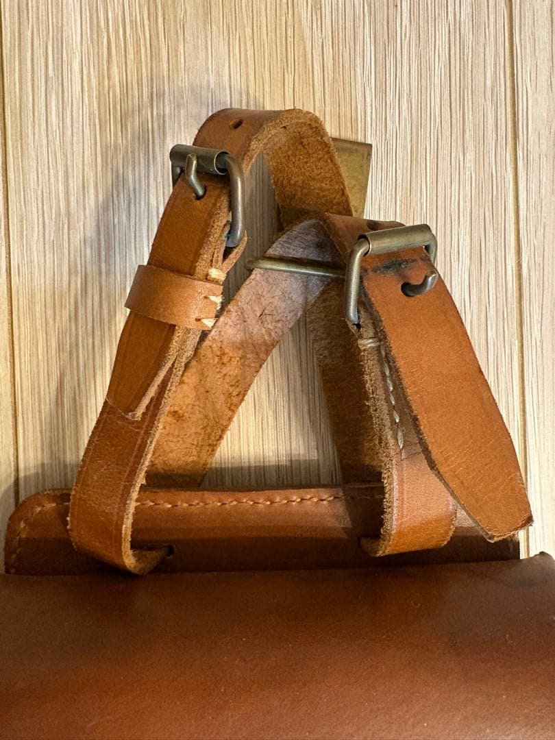 レザー 革製 図嚢 マップケース ウエストバッグ 星マーク ブラウン【レトロ】