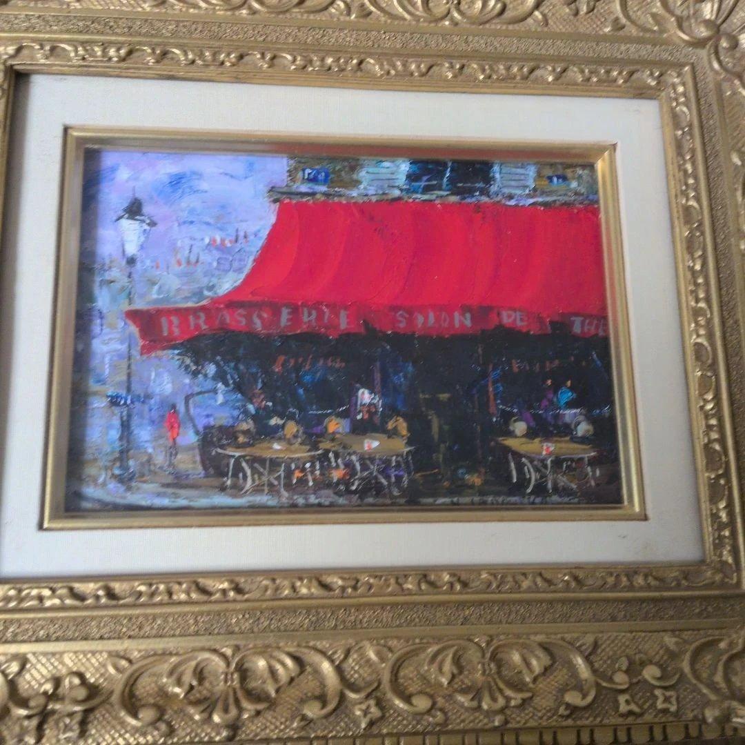 日本人画家　定岡宏作　油絵「PARIS街角」SMサイズ　サイン付！額付き