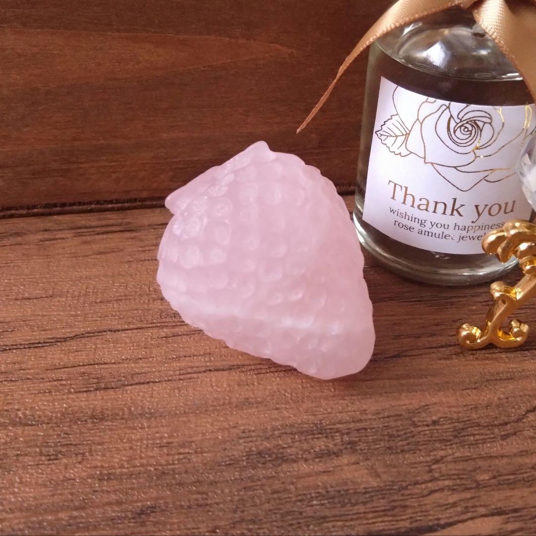 No.1232 つや消し マット フロスト ローズクォーツ 苺 オブジェ