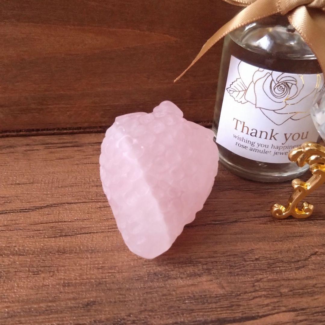 No.1232 つや消し マット フロスト ローズクォーツ 苺 オブジェ