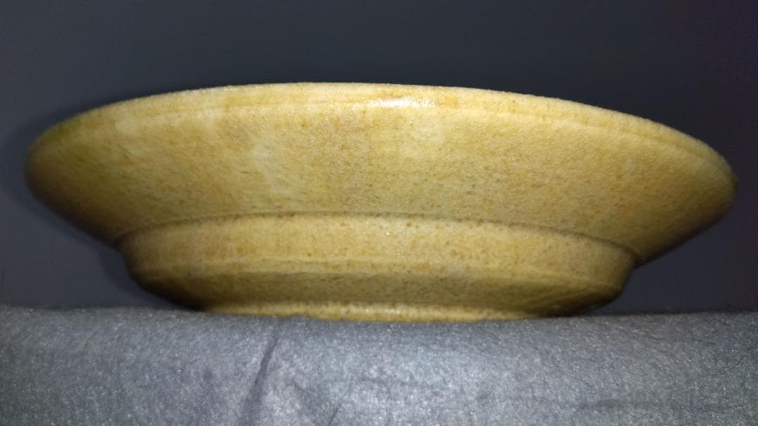 大嶋久興　美濃焼の名工　【子の日窯】　黄瀬戸「油揚げ手」希少美品逸品　大皿