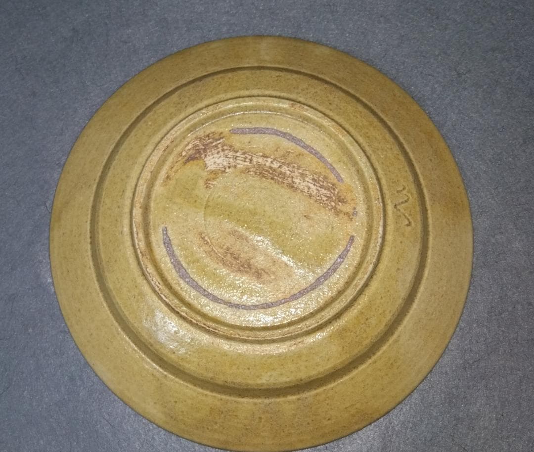 大嶋久興　美濃焼の名工　【子の日窯】　黄瀬戸「油揚げ手」希少美品逸品　大皿