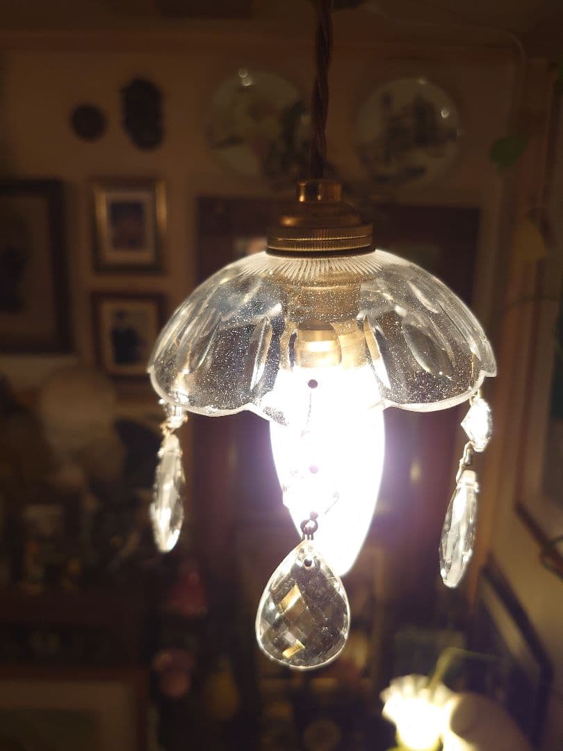 フランスアンティーク　プチシャンデリア　ペンダントランプ(灯具一式付)