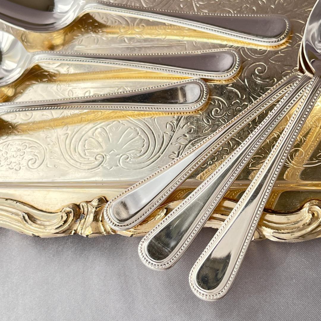 【英国】 パール グレープフルーツスプーン 6本　エレガントな真珠モチーフ