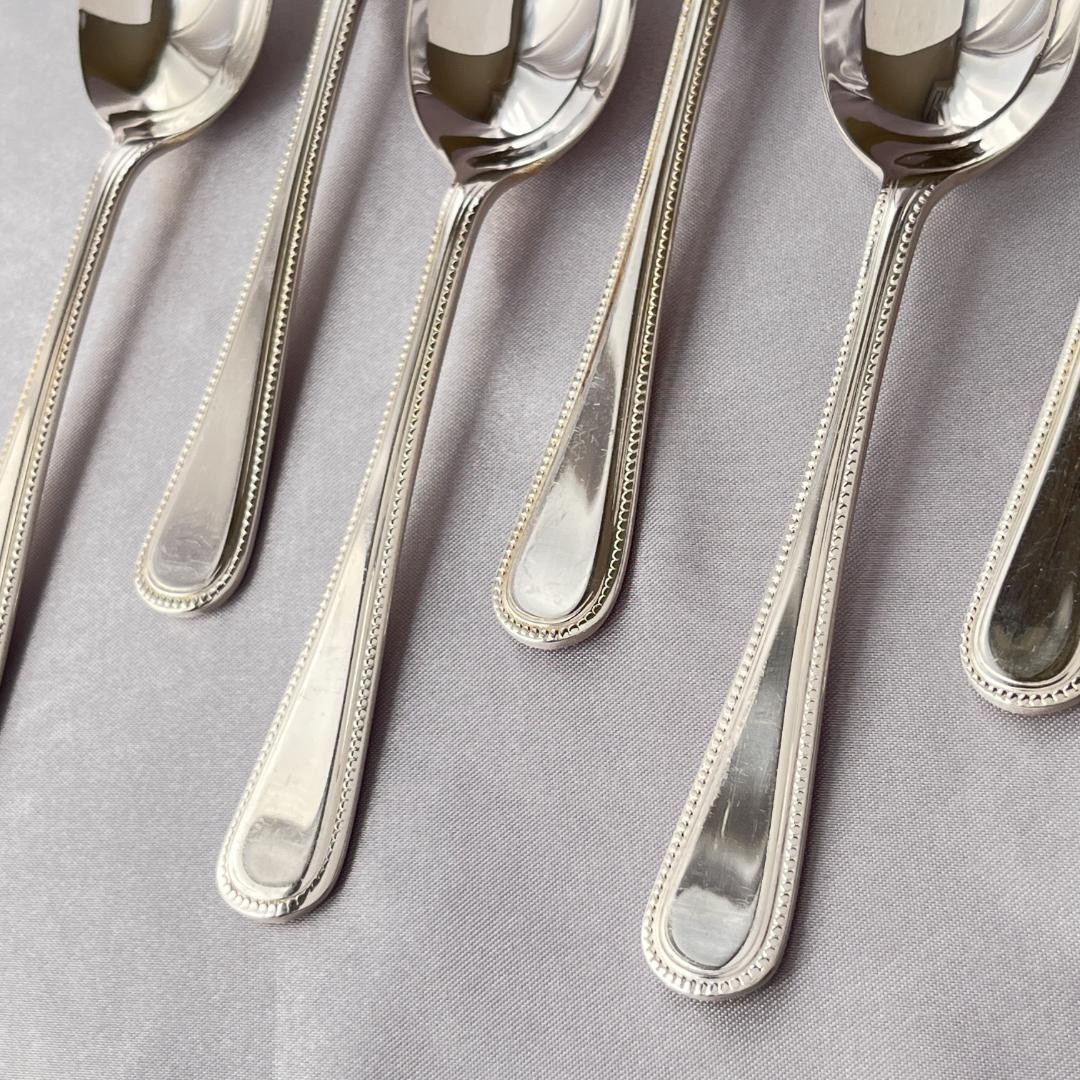 【英国】 パール グレープフルーツスプーン 6本　エレガントな真珠モチーフ