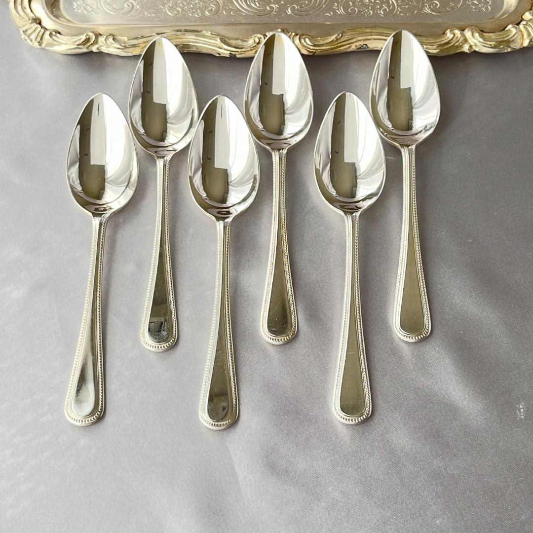 【英国】 パール グレープフルーツスプーン 6本　エレガントな真珠モチーフ