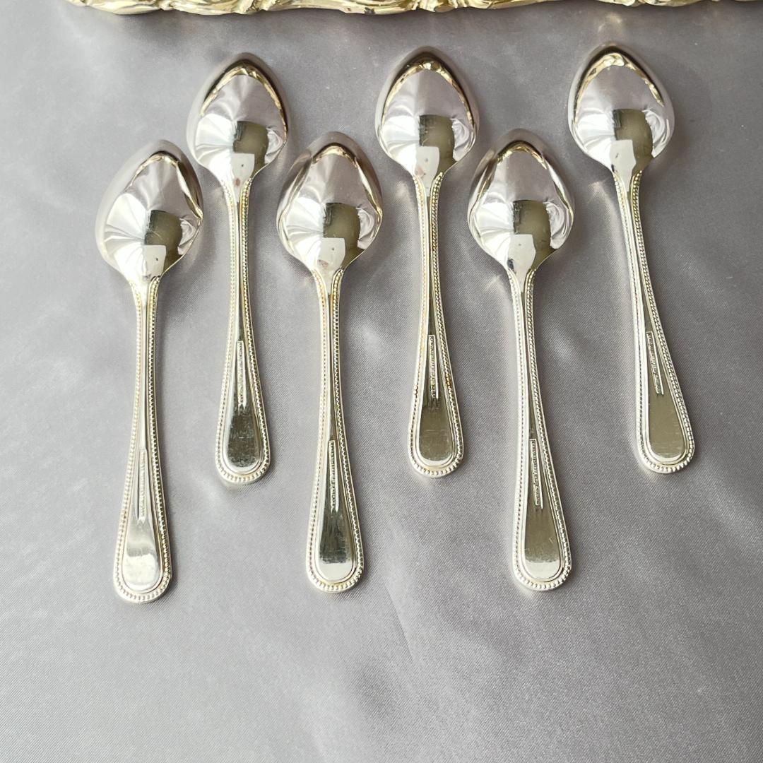 【英国】 パール グレープフルーツスプーン 6本　エレガントな真珠モチーフ