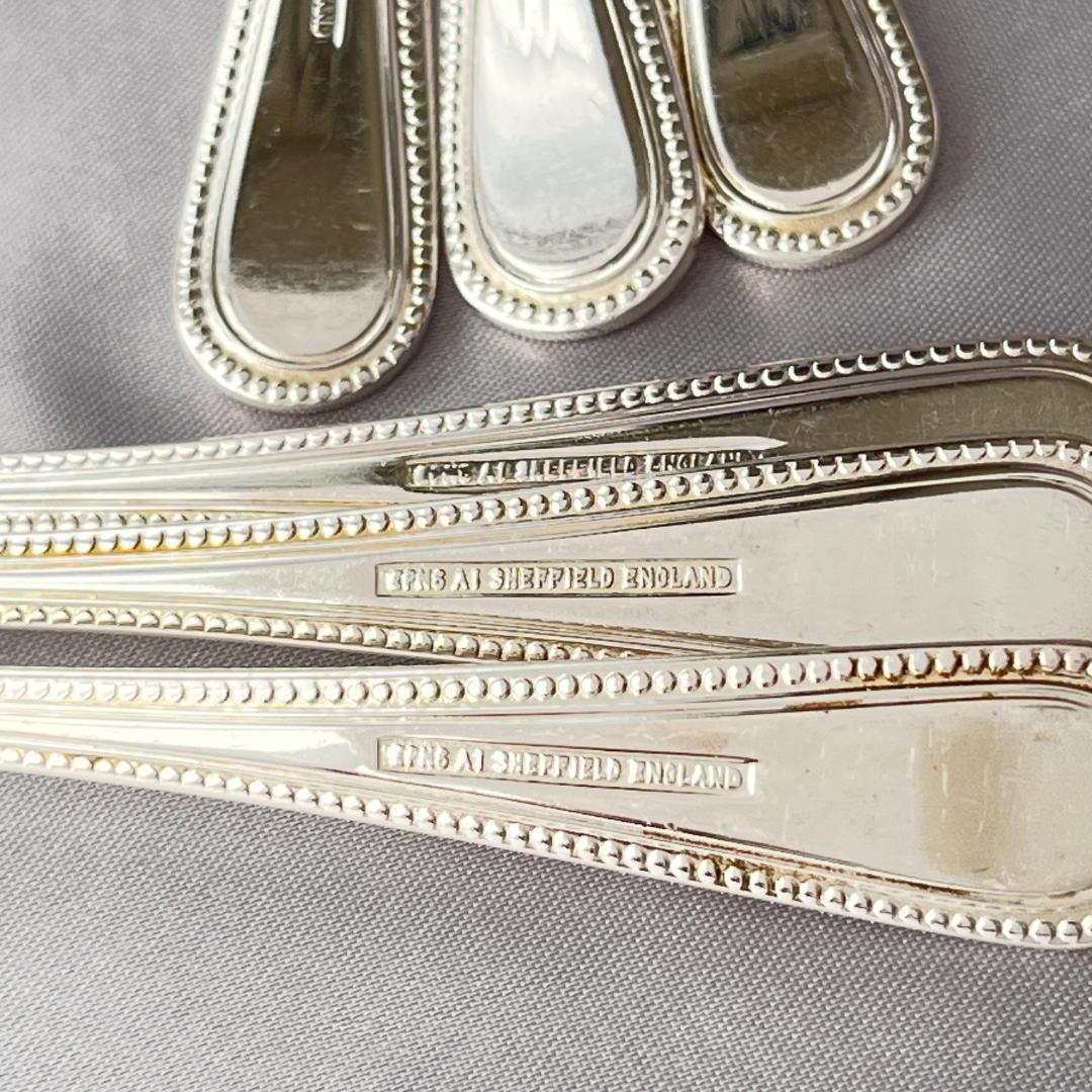 【英国】 パール グレープフルーツスプーン 6本　エレガントな真珠モチーフ