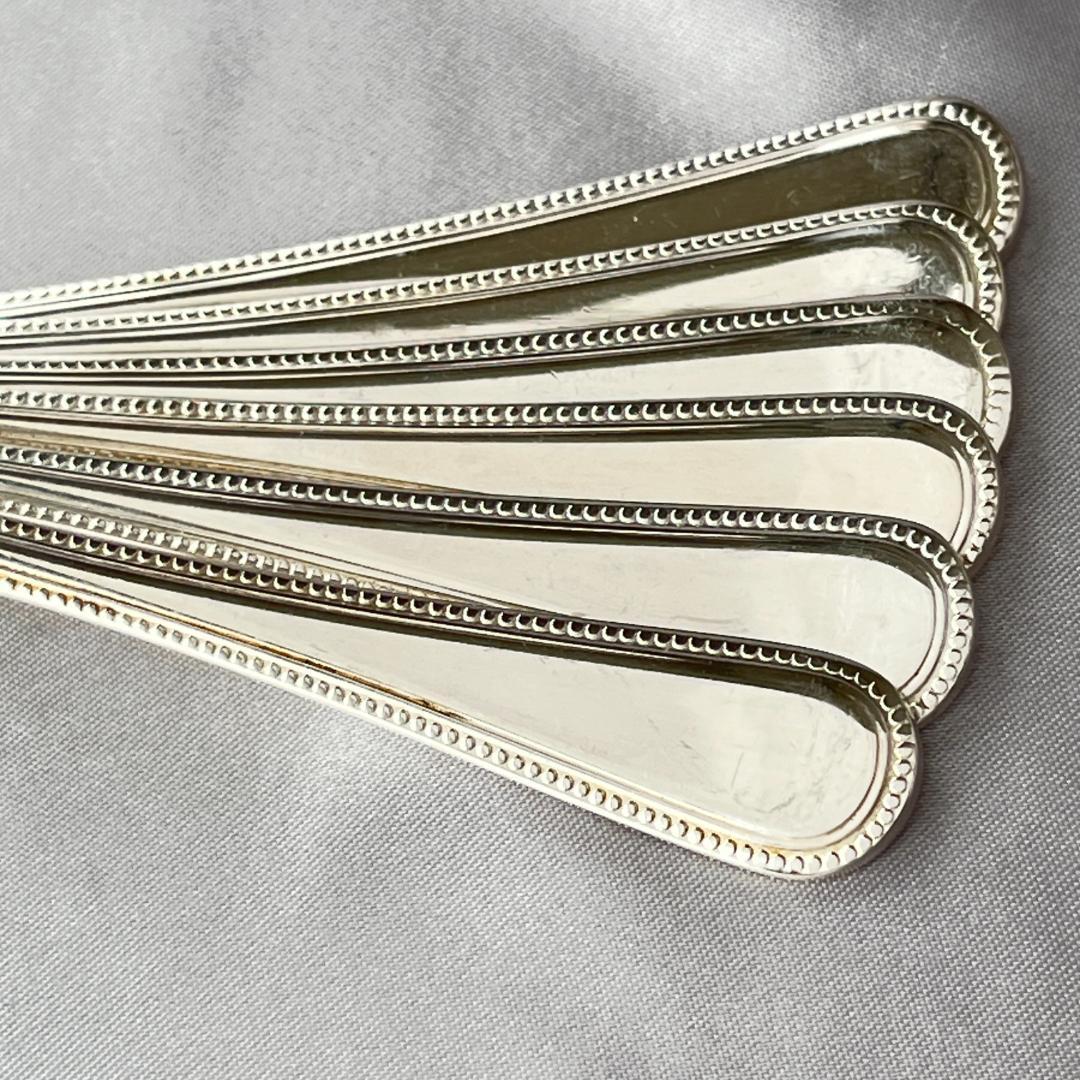 【英国】 パール グレープフルーツスプーン 6本　エレガントな真珠モチーフ