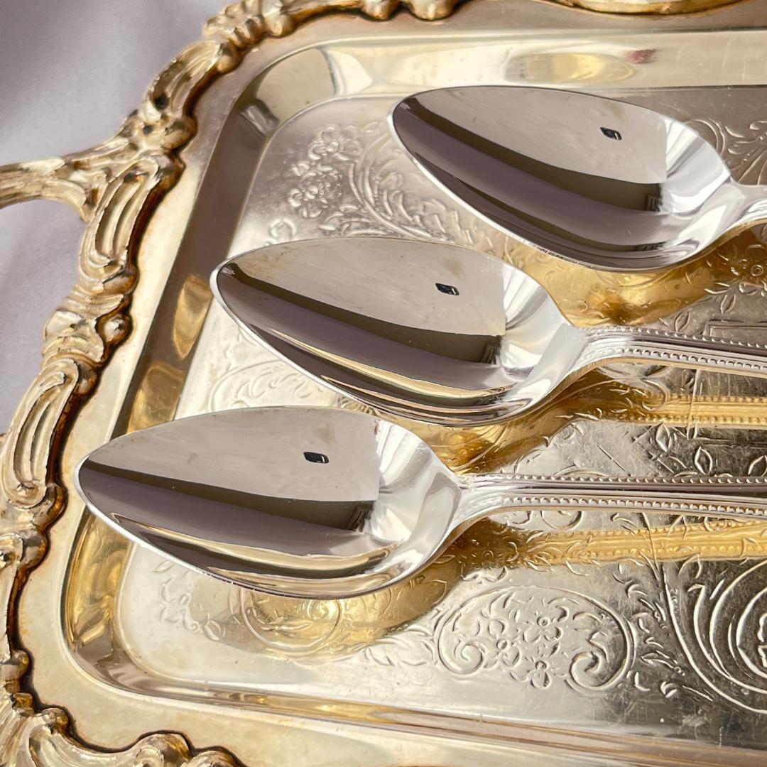 【英国】 パール グレープフルーツスプーン 6本　エレガントな真珠モチーフ