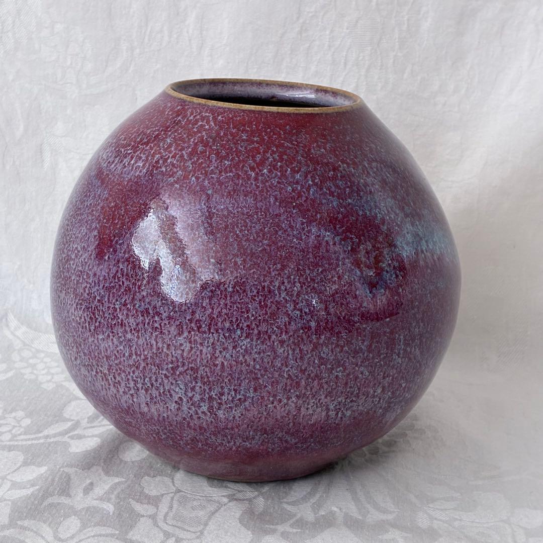 【笠間焼】花瓶 大津晃窯 廣司作 飾り壺 伝統工芸品 桐箱入り