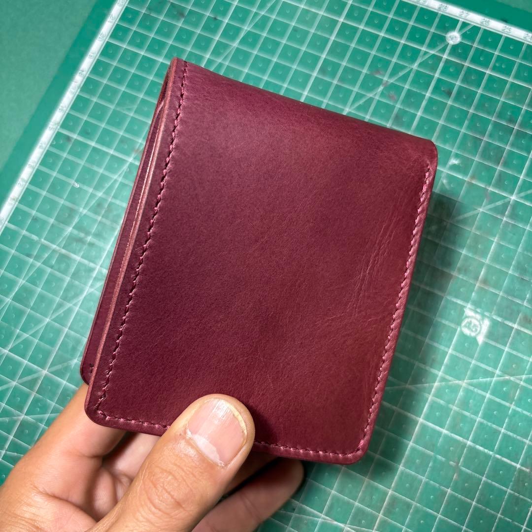 ブッテーロ☆バーガンディ2つ折りワインイタリアンレザー☆プエブロ☆ホーウィン