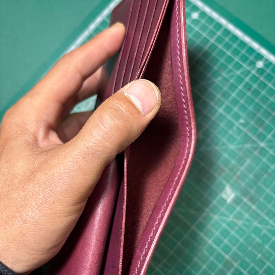 ブッテーロ☆バーガンディ2つ折りワインイタリアンレザー☆プエブロ☆ホーウィン