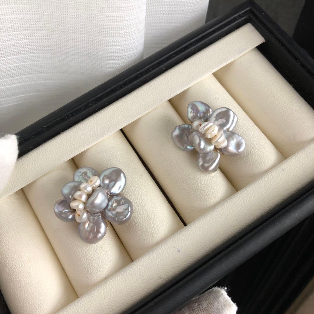 限定品　淡水バロックパール　無核パールピアスAP23