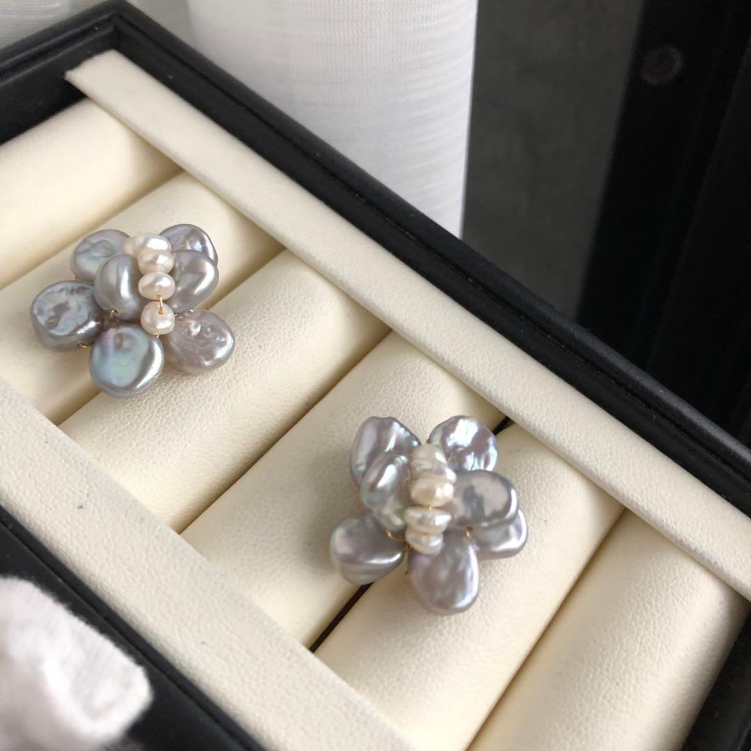 限定品　淡水バロックパール　無核パールピアスAP23