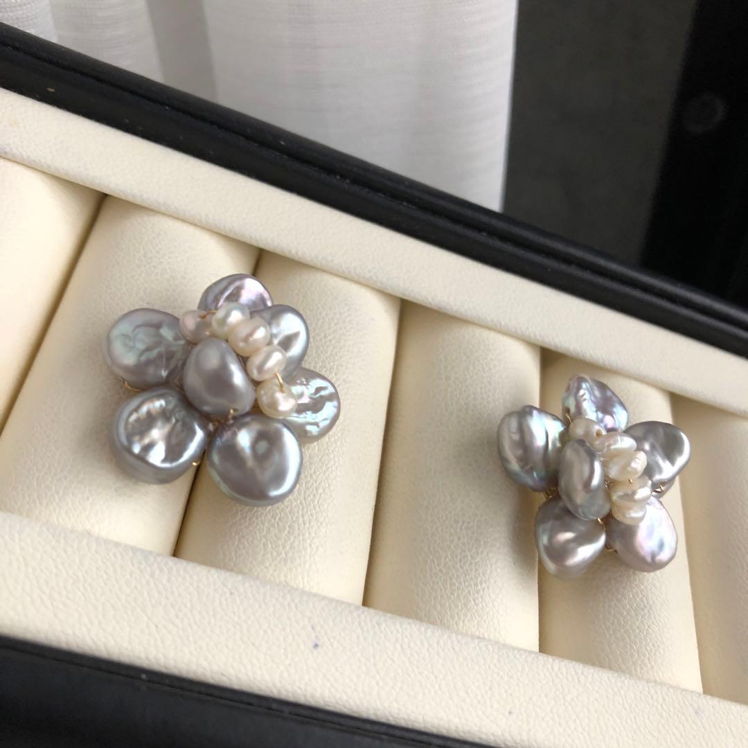 限定品　淡水バロックパール　無核パールピアスAP23