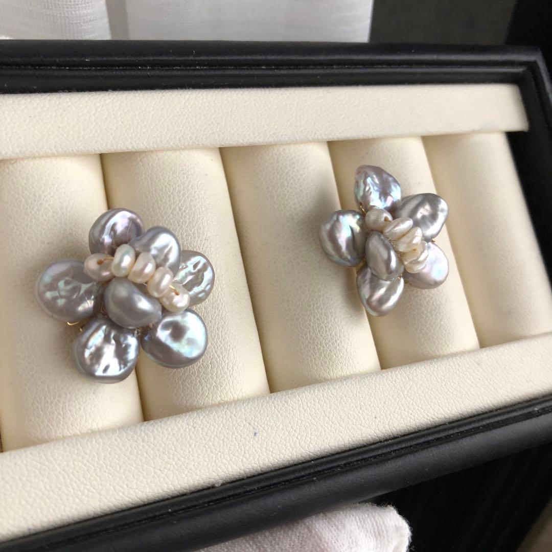 限定品　淡水バロックパール　無核パールピアスAP23