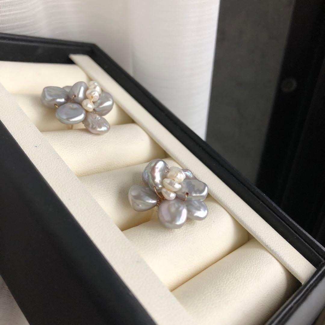 限定品　淡水バロックパール　無核パールピアスAP23