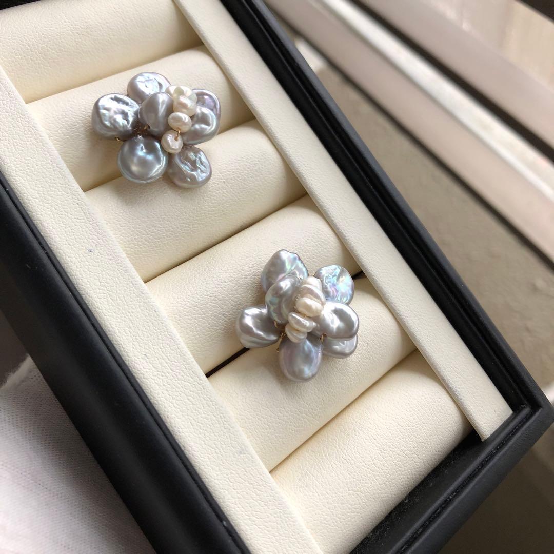 限定品　淡水バロックパール　無核パールピアスAP23