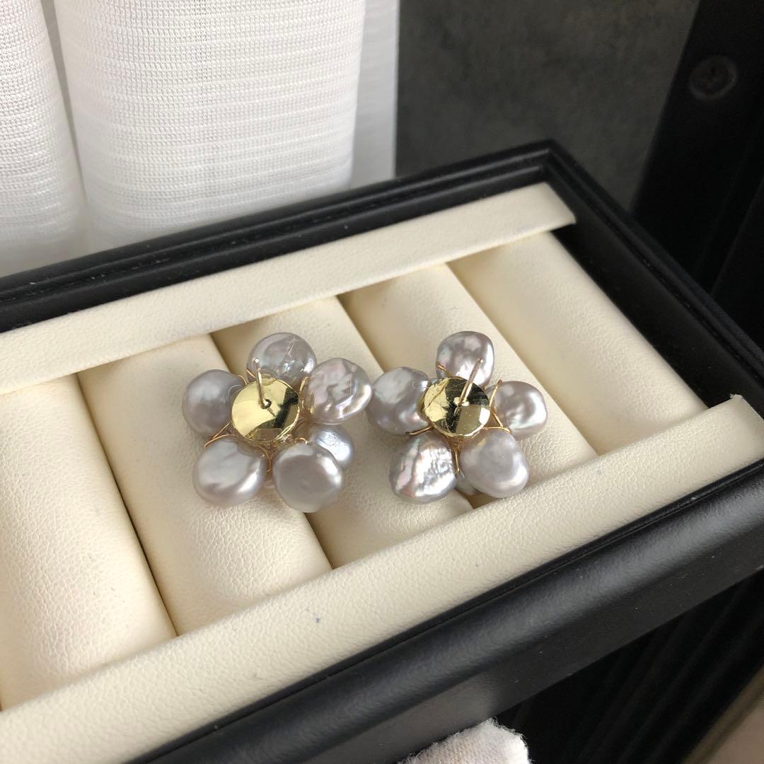 限定品　淡水バロックパール　無核パールピアスAP23