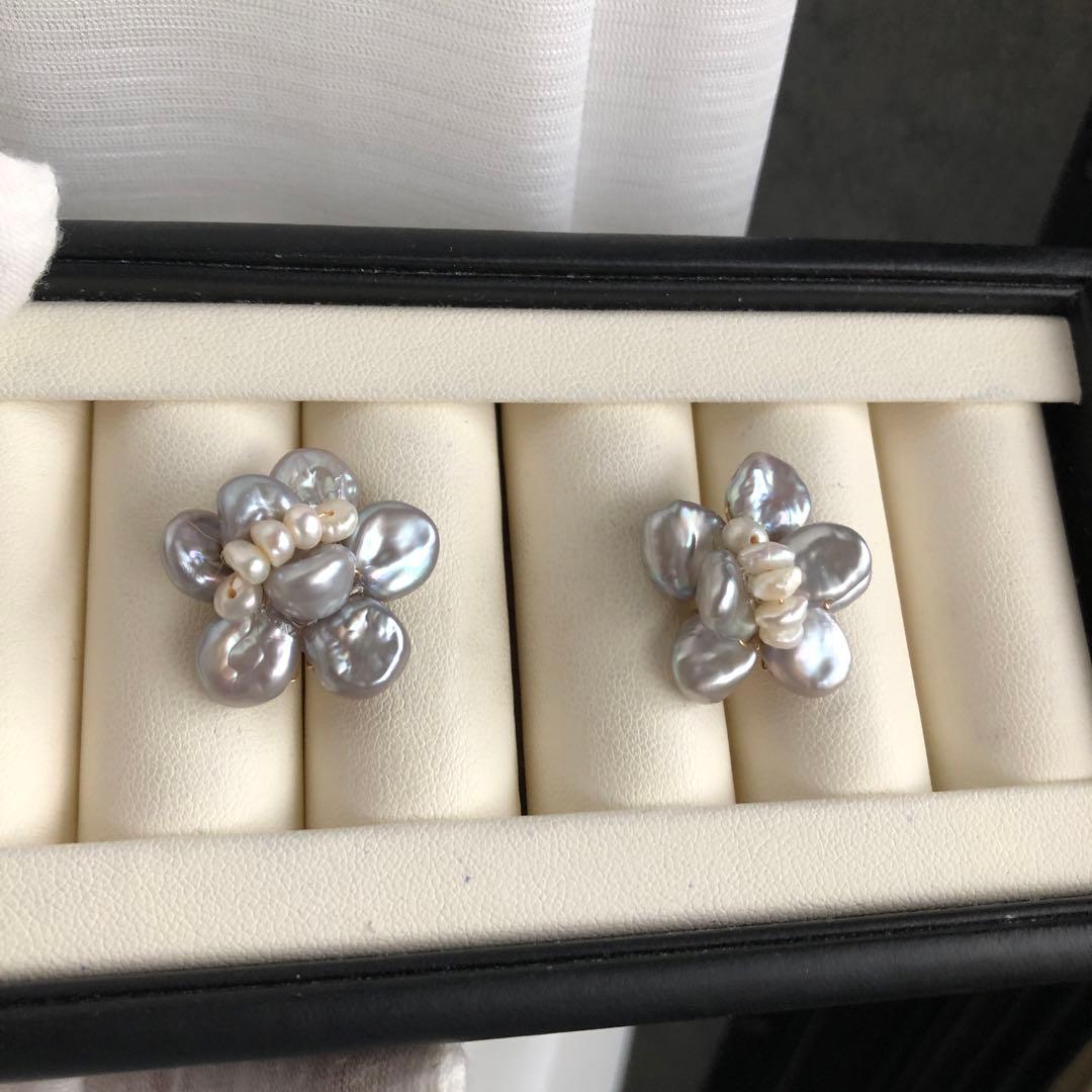 限定品　淡水バロックパール　無核パールピアスAP23