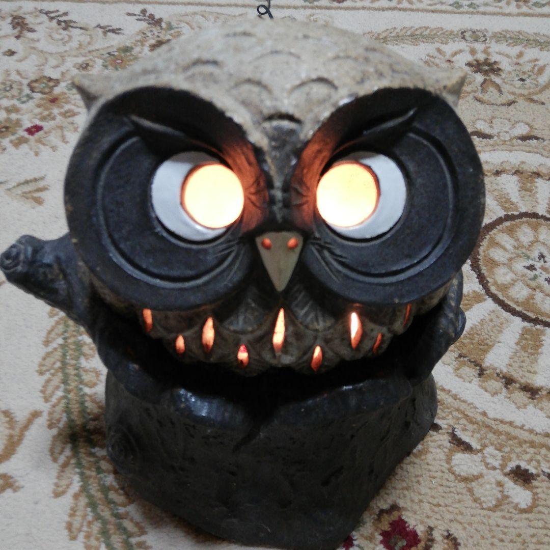 大ふくろう　陶器燈籠