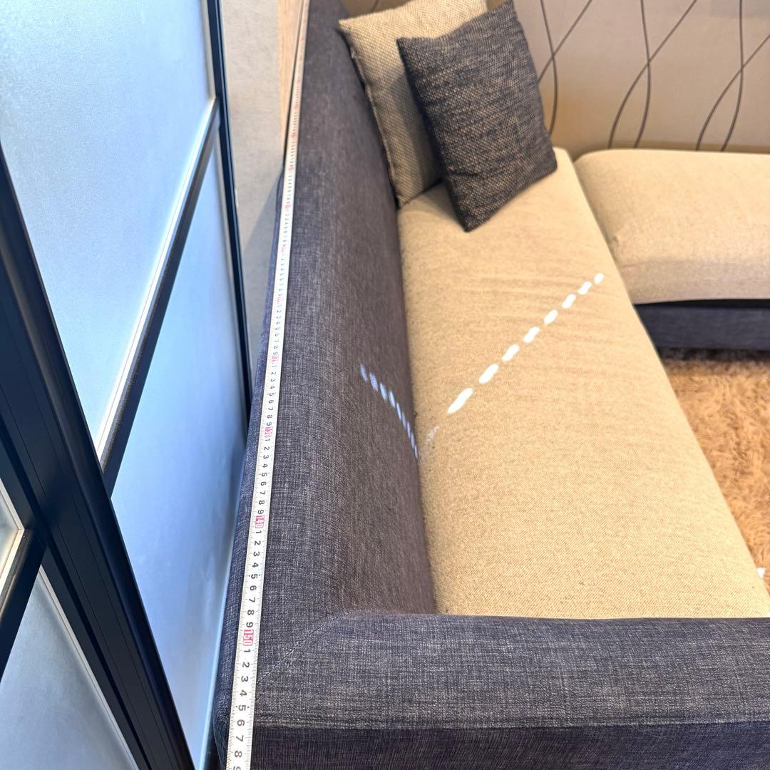 KEYUKA ケユカ L字型ソファ コーナーソファ 3人掛け ネイビー×グレー