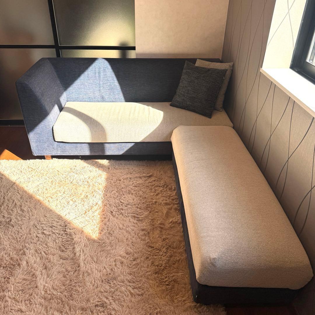 KEYUKA ケユカ L字型ソファ コーナーソファ 3人掛け ネイビー×グレー