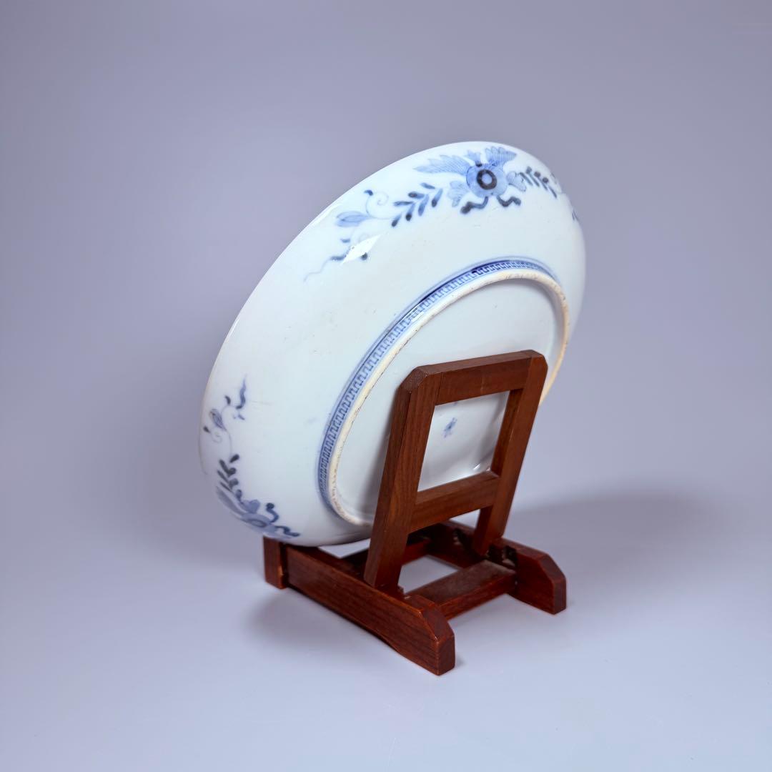 専用出品　明治期　蘭マーク無し「深川製」　赤絵花唐草七寸皿　希少品　深川忠次