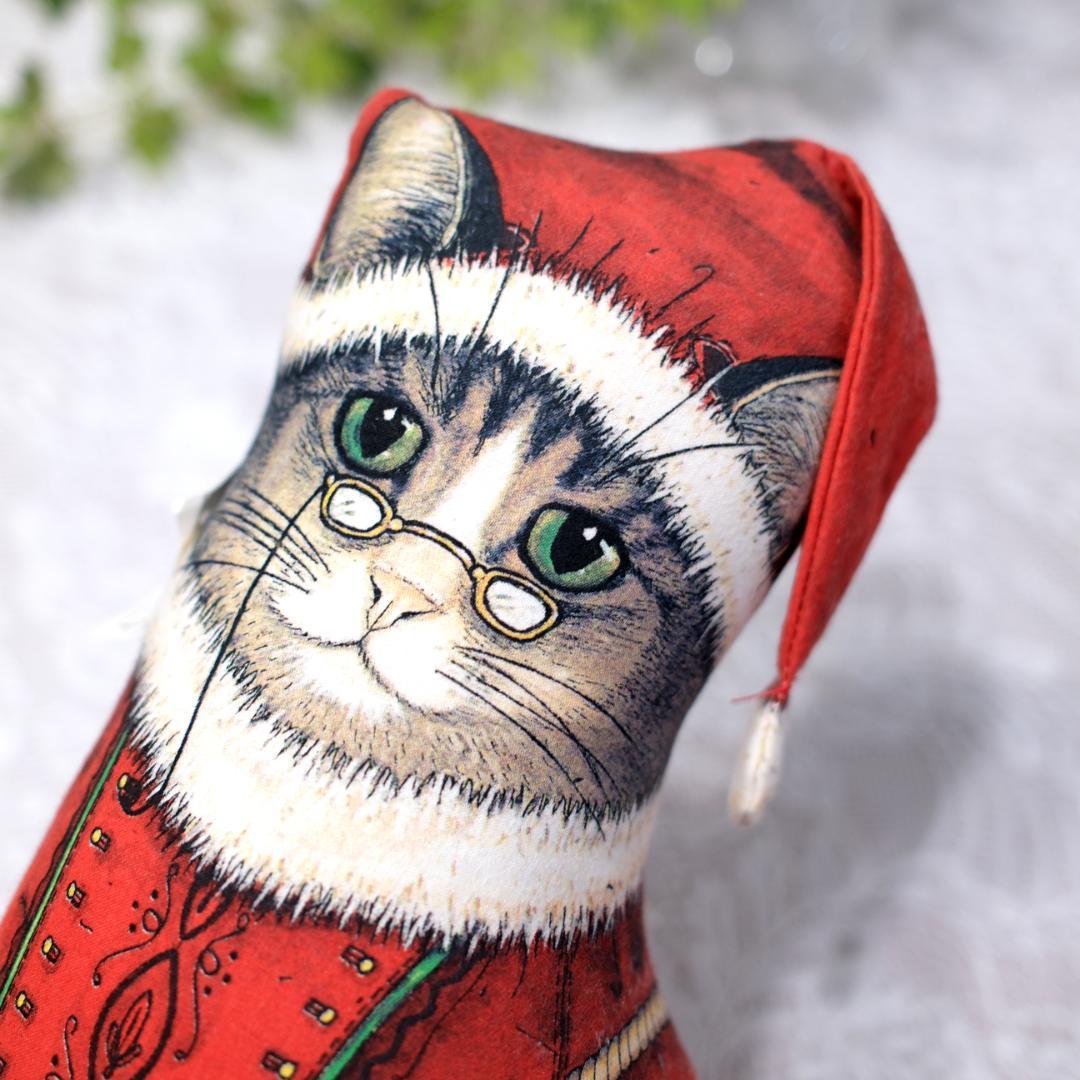 【未使用】アメリカ製 猫サンタクロース ドアストッパー