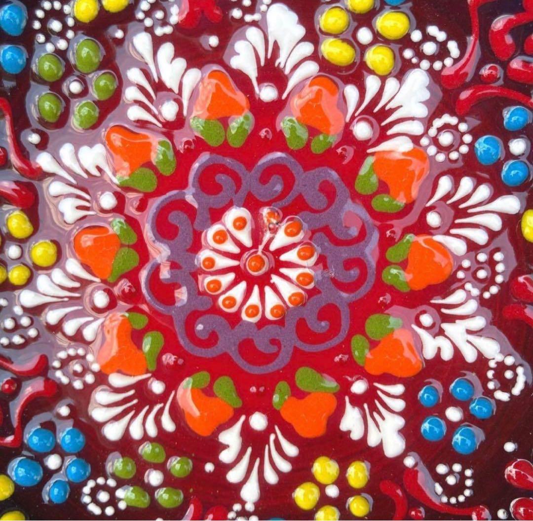 22cm☆新品☆【トルコ】ボウル皿 ＊ブラック＊ キュタフヤ陶器 ＊ハンドメイド