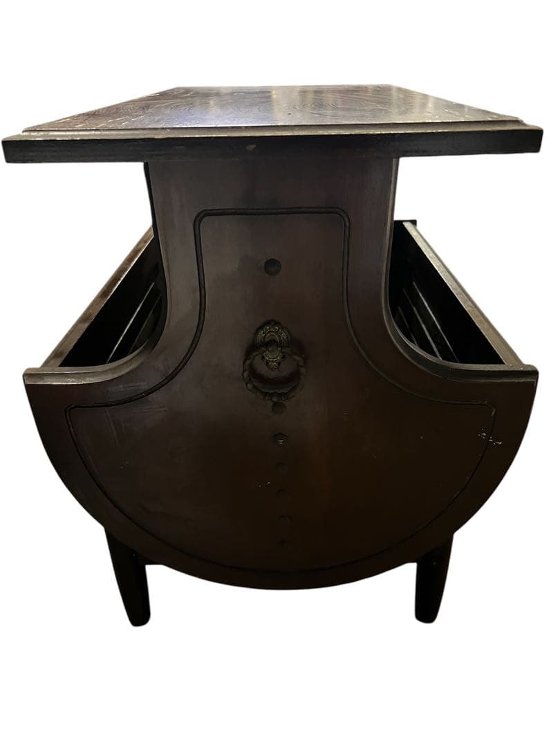 オールドカリモク　サイドテーブル　マガジンラック　花台　昭和レトロ