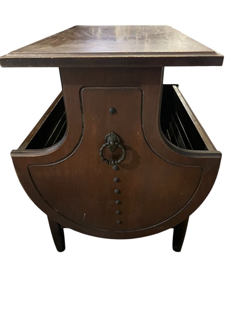 オールドカリモク　サイドテーブル　マガジンラック　花台　昭和レトロ