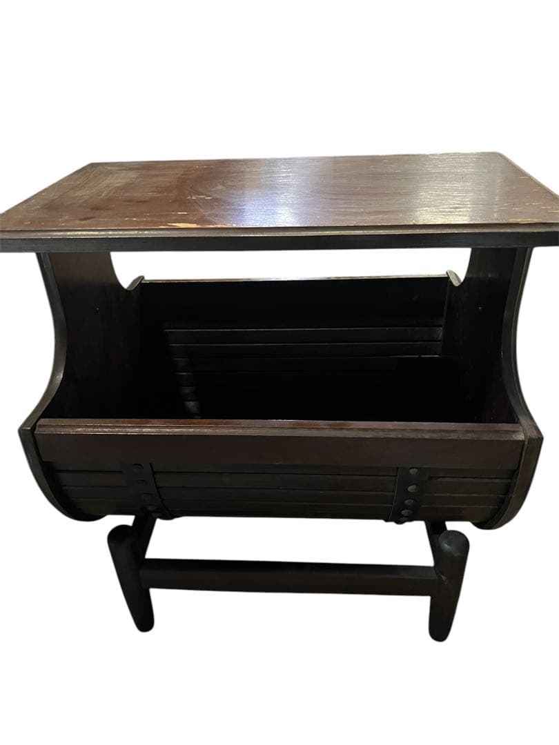 オールドカリモク　サイドテーブル　マガジンラック　花台　昭和レトロ