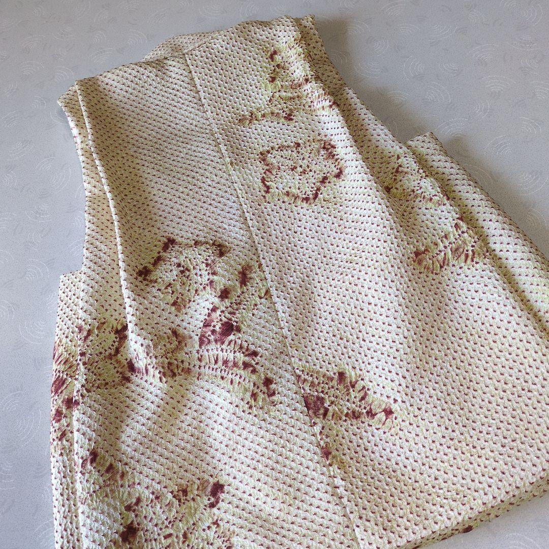 七五三３歳正絹総絞り手縫いの被布（中綿無し）クリーム色