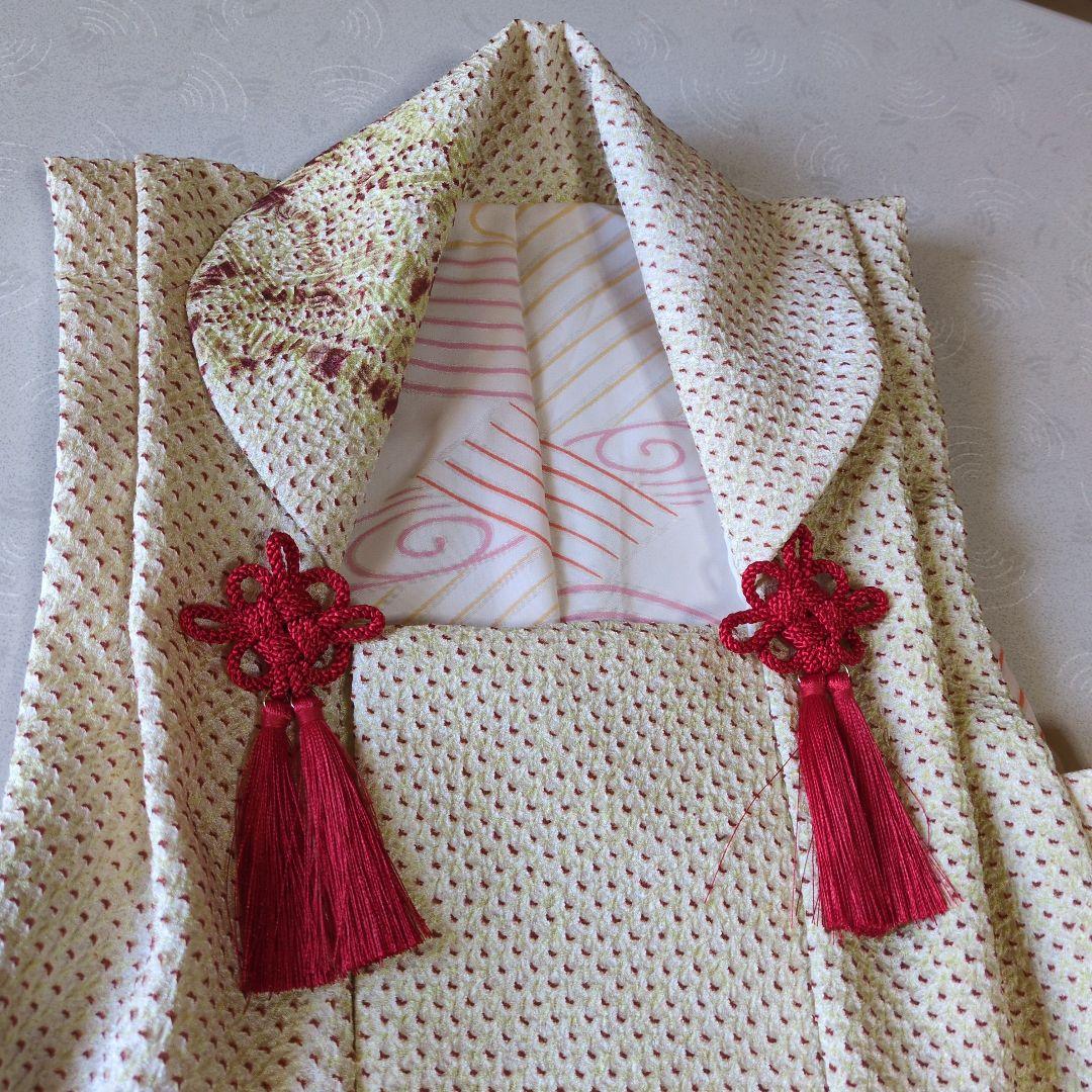 七五三３歳正絹総絞り手縫いの被布（中綿無し）クリーム色