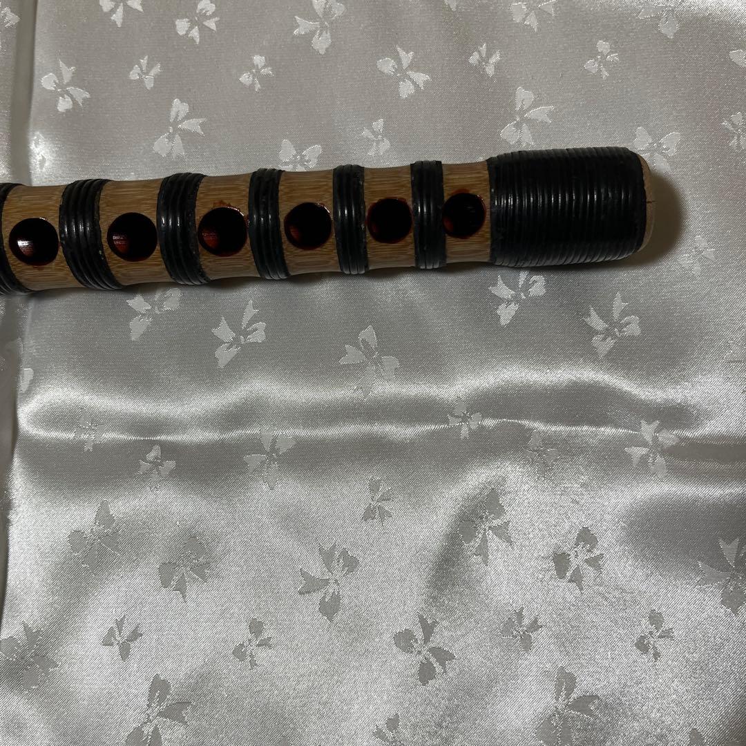 天然煤真竹八つ割管籐巻き龍笛　内袋付