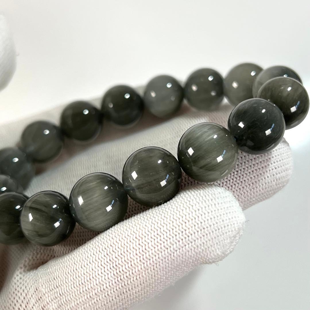 高品質　グレーファイバラスブレスレット　針が柔らかい キャッツアイあり　　13